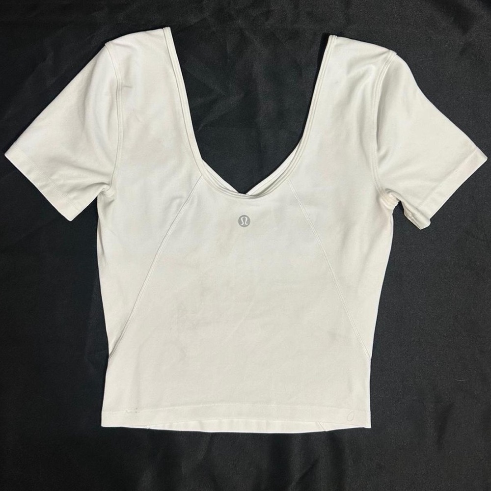 Super Cute Preppy Girly Low-Cut Lululemon White Top